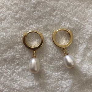 Sterling Silver & Pearl/CZ Petite Hoops